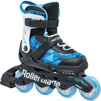 Раздвижные детские ролики Rollerblade Microblade SL размер 28-32 черно-голубые